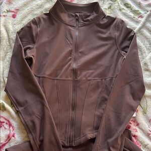 Women's 2 Piece Brown Jacket and Pant. Work out or lounge set.